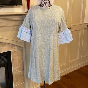 Grey and Seersucker Shift Dress